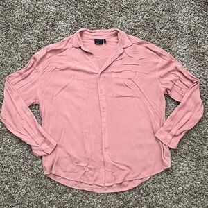 ASOS men’s small relaxed fit textured pink long sleeve button down shirt